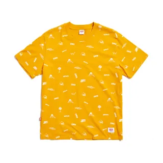 【EDWIN】男裝 滿版LOGO印花短袖T恤(桔黃色)