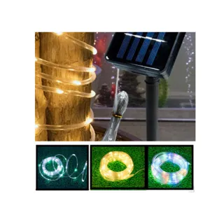 【北熊の天空】太陽能管子燈 LED太陽能燈串 戶外庭園裝飾燈串 樹燈 戶外彩燈(銅線燈串 太陽能 軟管燈)