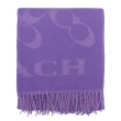 【COACH】經典LOGO喀什米爾羊毛寬版圍巾/披巾-義大利製(紫色)