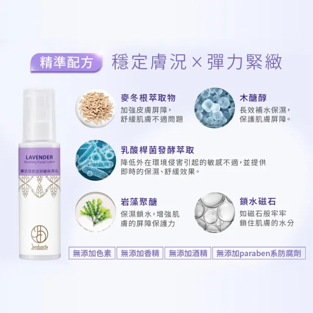 【珍朵絲特】薰衣草肌安舒緩化妝水+精華液+保濕乳(佐登妮絲香氛精油系列)