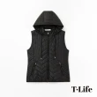 【T.Life】率性簡約收腰設計鋪棉背心外套(1色)