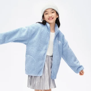 【GAP】女童裝 Logo仿羊羔絨立領外套-天藍色(837127)