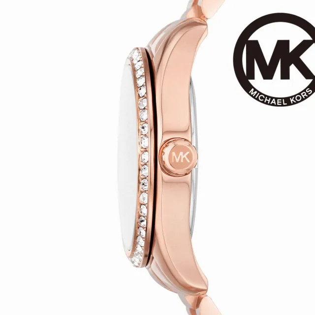 【Michael Kors 官方直營】Lexington 璀璨羽翼環鑽女錶 玫瑰金不鏽鋼錶帶 手錶 38MM MK7444