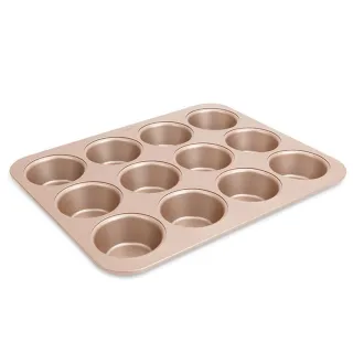 【Chefmade學廚原廠正品】香檳金12連不粘瑪芬蛋糕連模(WK9067瑪芬蛋糕模)