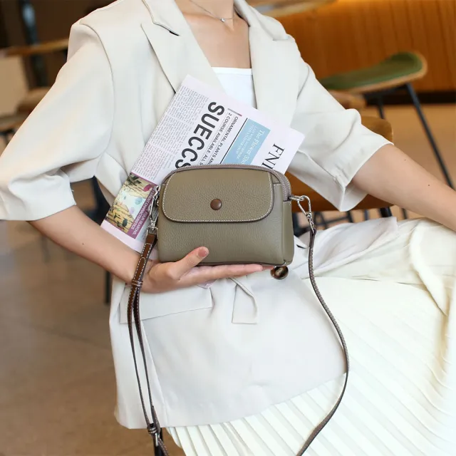 【BAGGLY&CO】雙11 真皮 多維爾頭層牛皮時尚多隔層側背包(真皮包包 四色 多隔層)