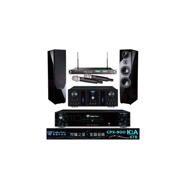 【金嗓】K1A+OKAUDIO DB-8AN+ACT-869+P-889 鋼烤版(6TB伴唱機+卡拉OK擴大機+無線麥克風+落地式喇叭)