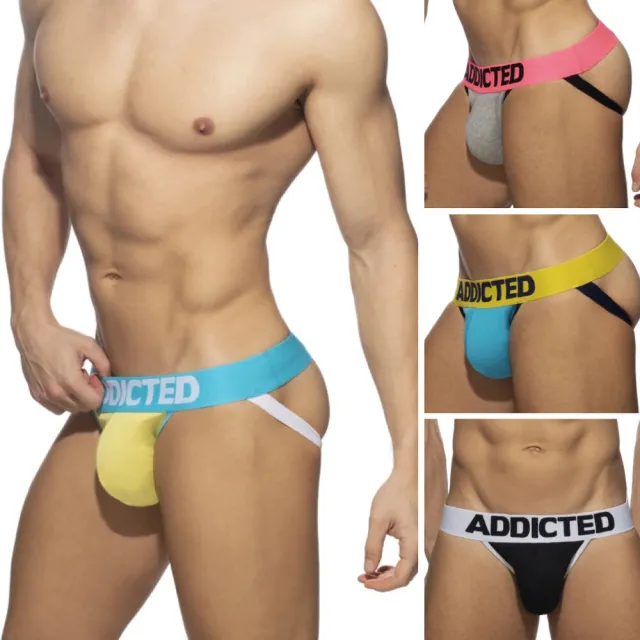 【ADDICTED】優質棉多彩拚色後空三角褲  AD運動後空三角內褲 AD2132
