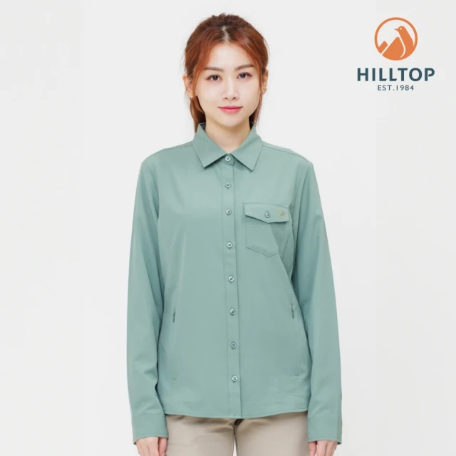 Hilltop 山頂鳥 吸濕快乾抗UV彈性長袖襯衫 女款 綠｜PC05XF23ECM0