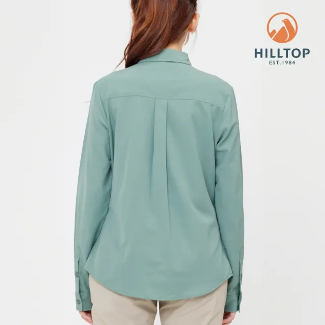 【Hilltop 山頂鳥】吸濕快乾抗UV彈性長袖襯衫 女款 綠｜PC05XF23ECM0