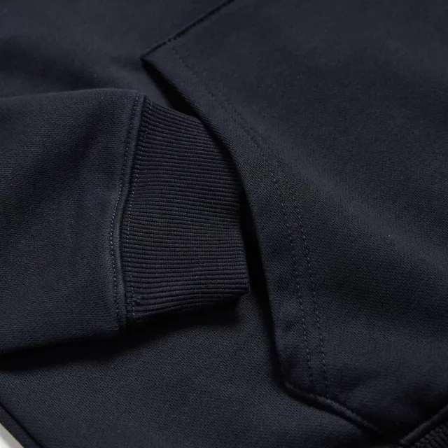 【EDWIN】男女裝 東京散策系列 EDWIN印象連帽長袖T恤(黑色)