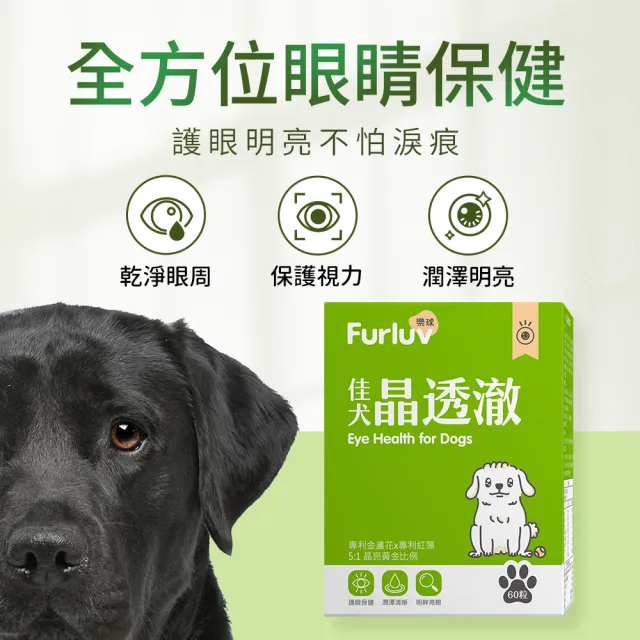 【Furluv 樂球】佳犬晶透澈 咀嚼錠 2盒組(狗眼睛保健品/狗葉黃素/寵物保健)