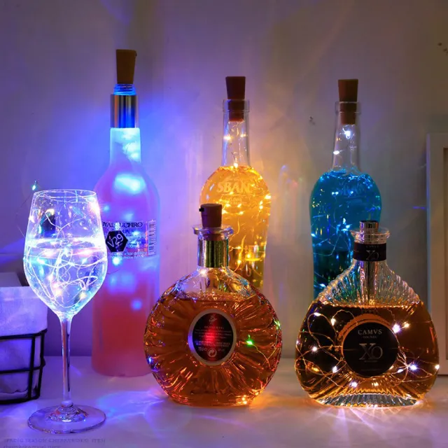 【gin gin】LED 酒瓶塞燈串 2米 5入_3色光可選(聖誕禮物 聖誕燈 交換禮物 求婚佈置 小夜燈 派對佈置)