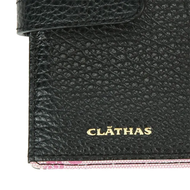 【CLATHAS】山茶花千鳥紋防刮皮革花釦裝飾零錢包/卡片夾(2款選)