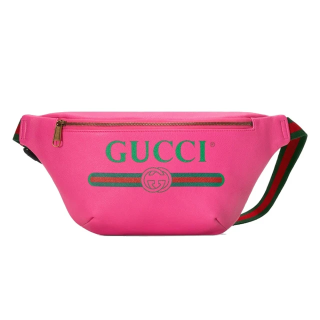 GUCCI 古馳 GG Logo 尼龍帆布拼皮革拉鍊斜背包(