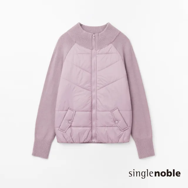 【SingleNoble 獨身貴族】率性歐風羅紋異素材拼接鋪棉長袖外套(2色)