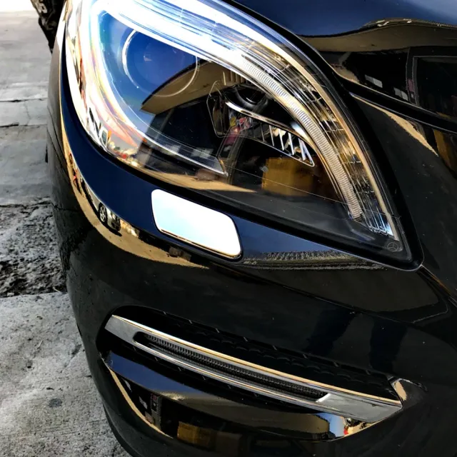 【IDFR】Benz 賓士 ML W166 2011~2014 鍍鉻銀 噴水蓋 洗燈器蓋 外蓋飾貼(車燈框 改裝 鍍鉻 ML W166)