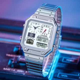 【CITIZEN 星辰】Chronograph系列 80年代復刻電子腕錶 母親節 禮物(JG2120-65A)