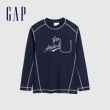 【GAP】男童裝 Logo印花圓領長袖T恤-海軍藍(889596)