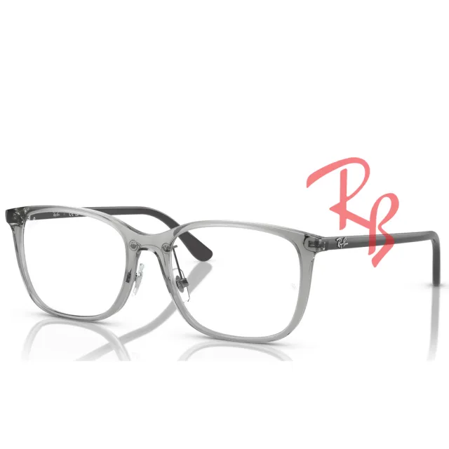 【RayBan 雷朋】亞洲版 大鏡面細鏡臂 舒適可調鼻墊設計 RB7168D 8170 透灰色 公司貨