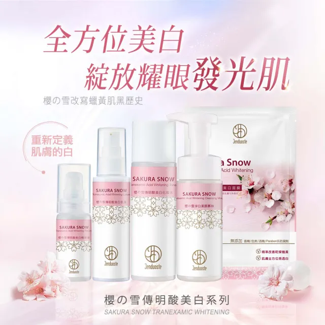 【珍朵絲特】櫻の雪傳明酸美白乳液100mlx2入(日本櫻花葉美白系列新包裝-佐登妮絲)