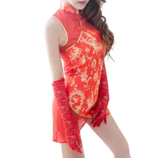【愛衣朵拉】旗袍裝 性感中國風古典旗袍(角色扮演 黑色/紅色 性感辣妹服飾)