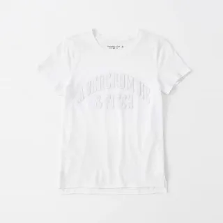 【Abercrombie   Fitch】AF 經典貼字短袖T恤-女-白色(平輸品)