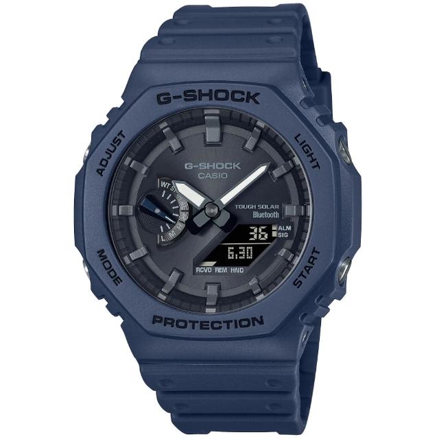 【CASIO 卡西歐】G-SHOCK  藍牙連線 太陽能八角雙顯腕錶 推薦 送禮 畢業禮物(GA-B2100-2A)