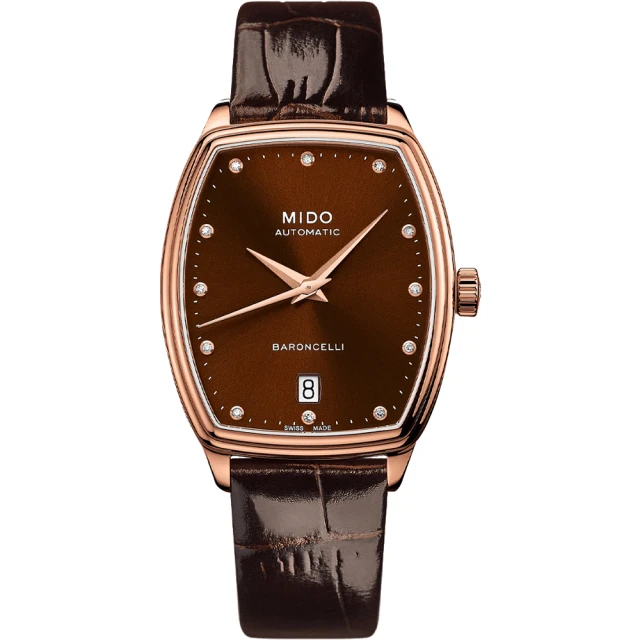 MIDO 美度 官方授權 Baroncelli 永恆系列真鑽酒桶型機械女錶 99狂買節(M0413073629600)