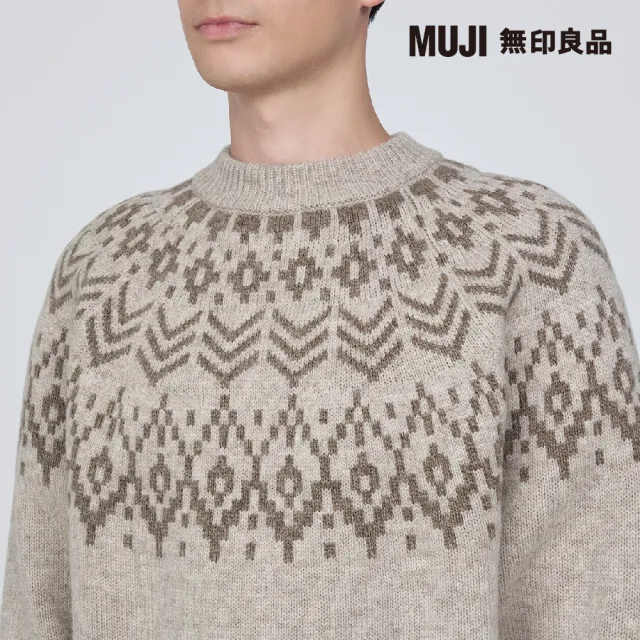 【MUJI 無印良品】男美麗諾羊毛緹花織紋圓領針織衫(共2色)