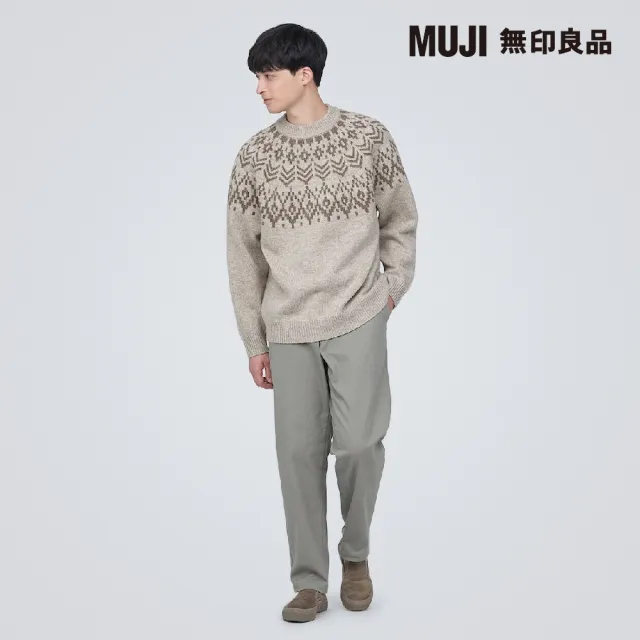 【MUJI 無印良品】男美麗諾羊毛緹花織紋圓領針織衫(共2色)