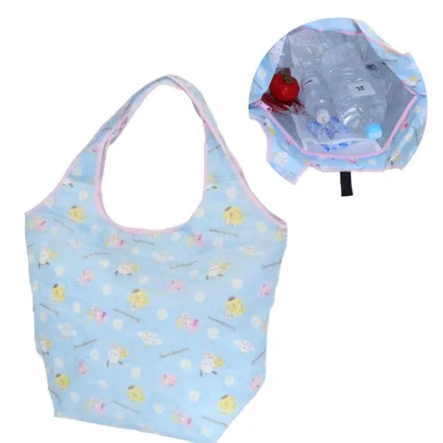 【小禮堂】三麗鷗 摺疊環保保冷購物袋 L - 姓名款 美樂蒂 酷洛米(平輸品)