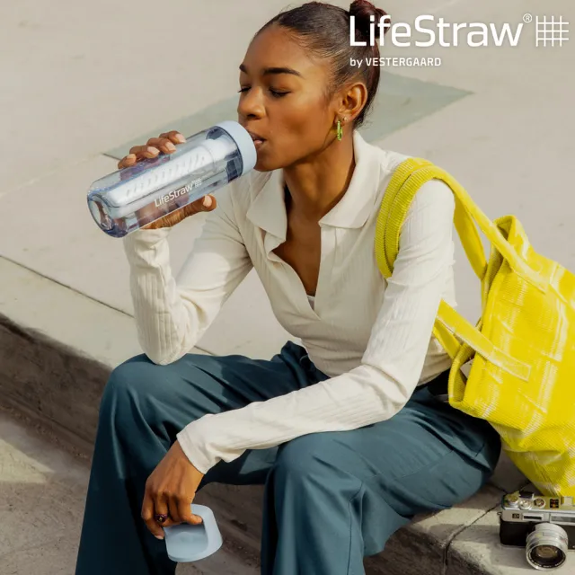 【LifeStraw】Go 提蓋二段式過濾生命淨水瓶 650ml｜藍綠色(濾水瓶 登山 健行 露營 旅遊 急難 求生)