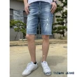 【Last Taiwan Jeans 最後一件台灣牛仔褲】硬挺刷破 修身牛仔短褲 台灣製造(深藍/淺藍)