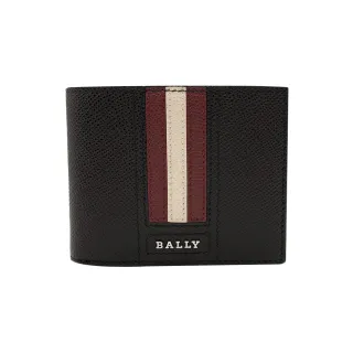 【BALLY】Tydan 防刮皮革紅白條對開短夾(6235705-咖)