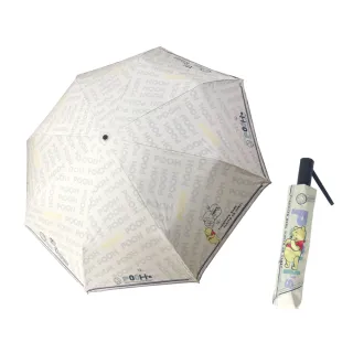 【Disney 迪士尼】27吋-反光邊條銀膠自動折傘-小熊維尼(UV晴雨兩用傘)