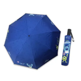 【Disney 迪士尼】27吋-反光邊條銀膠自動折傘-怪獸大學(UV晴雨兩用傘)