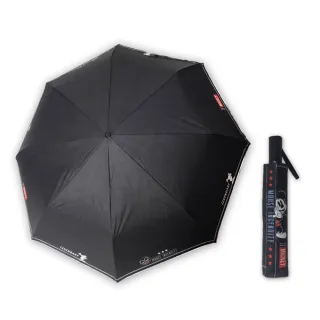 【Disney 迪士尼】27吋-反光邊條銀膠自動折傘-米奇/黑(UV晴雨兩用傘)