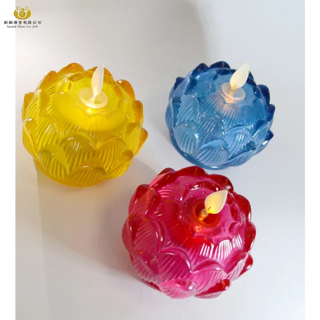 【新韻傳音】祈願琉璃心燈 充電式 綠色(直徑5.3cm／2入組 中元普渡拜拜)