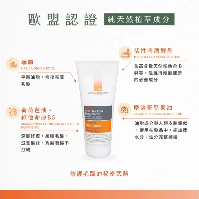 【Le Mont Botanique】LMB強化滋潤護髮素 200ml(護髮/頭皮護理/強健受損髮根/歐盟認證)