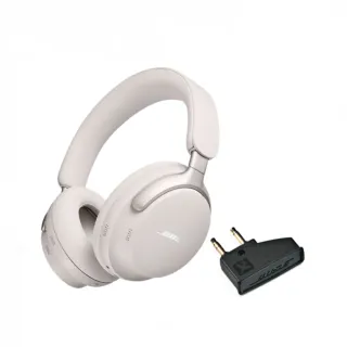 【BOSE】QuietComfort Ultra 消噪耳機 霧白+QuietComfort耳機航空適配器