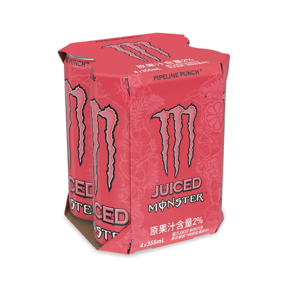 【Monster Energy 魔爪】管浪潘趣 能量碳酸飲料 易開罐355ml x4入/組