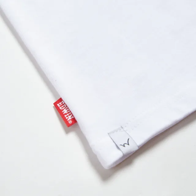 【EDWIN】男裝 寬版立體刺繡LOGO短袖T恤(白色)