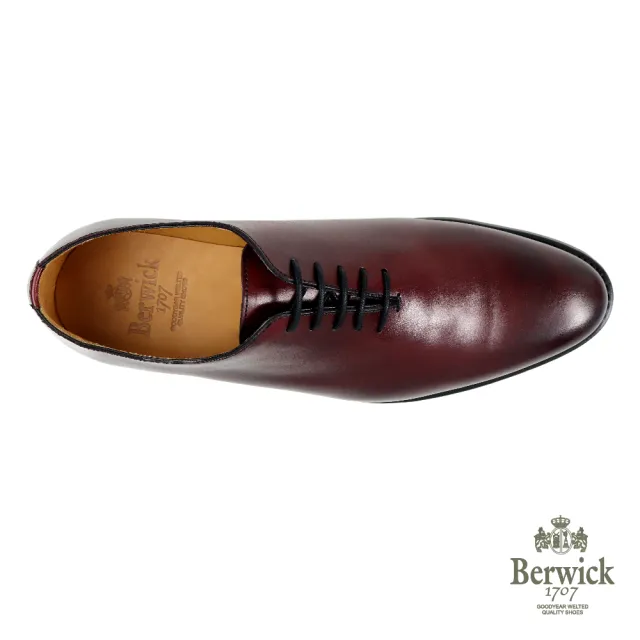 【Berwick】西班牙全素面簡約質感牛津鞋 酒紅色(B5216-BUR)