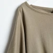 【SOMETHING】女裝 手繪LOGO印花鬆緊袖短版剪裁短袖T恤(墨綠色)