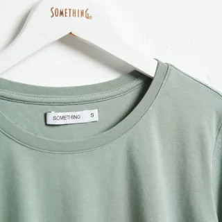 【SOMETHING】女裝 基本LOGO短袖T恤(灰綠色)