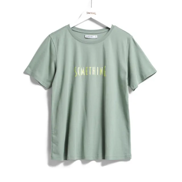 【SOMETHING】女裝 基本LOGO短袖T恤(灰綠色)
