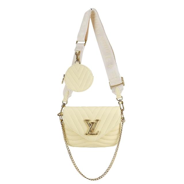 【Louis Vuitton 路易威登】M57942 新款NEW WAVE MULTI-POCHETTE絎縫小牛皮二合一零錢翻蓋斜背包(黃)