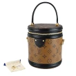 【Louis Vuitton 路易威登】M43986 新款CANNES Monogram帆布印花牛皮飾邊復古圓筒/兩用包(棕)