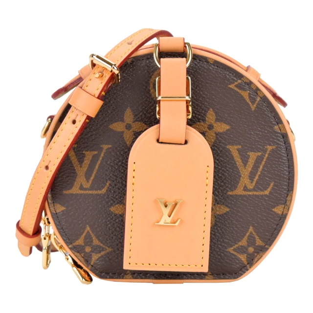 【Louis Vuitton 路易威登】M44699 Mini Boite Chapeau 帆布印花皮革吊牌迷你圓形斜背包(卡其棕)