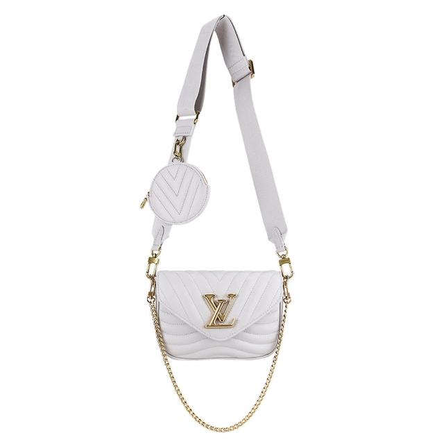 路易威登經典款斜揹包，採用小牛皮材質，經典絎縫工藝，內附二合一零錢翻蓋設計，兼具時尚與實用性。NEW WAVE系列風格獨特，適合日常出勤與休閒場合，輕便易攜，完美融合品牌歷史與現代時尚。